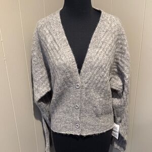 Topshop Heather Gray Women's 8-10 Cardigan V Neck Button Up